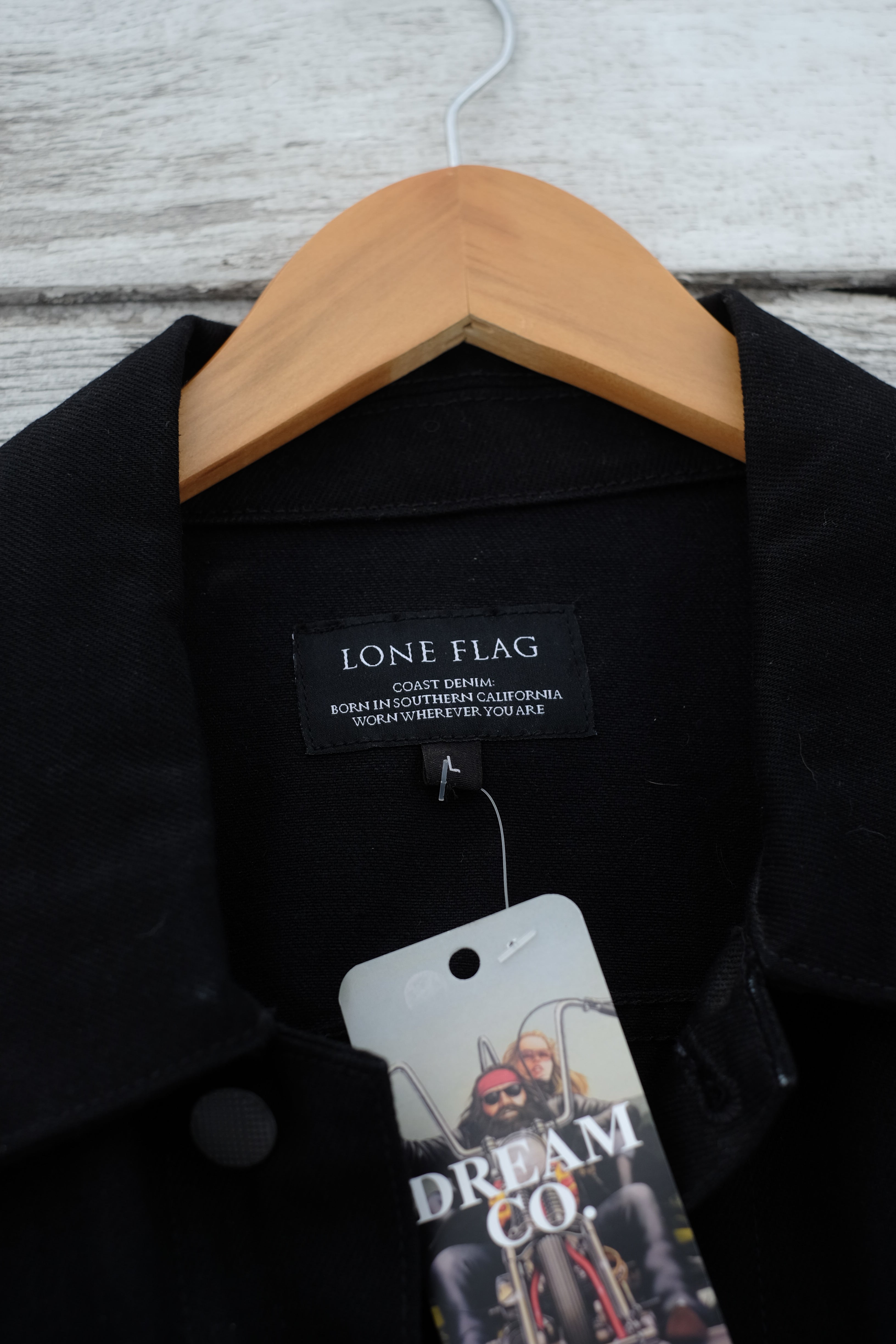 Long Flag Black Denim Jacket