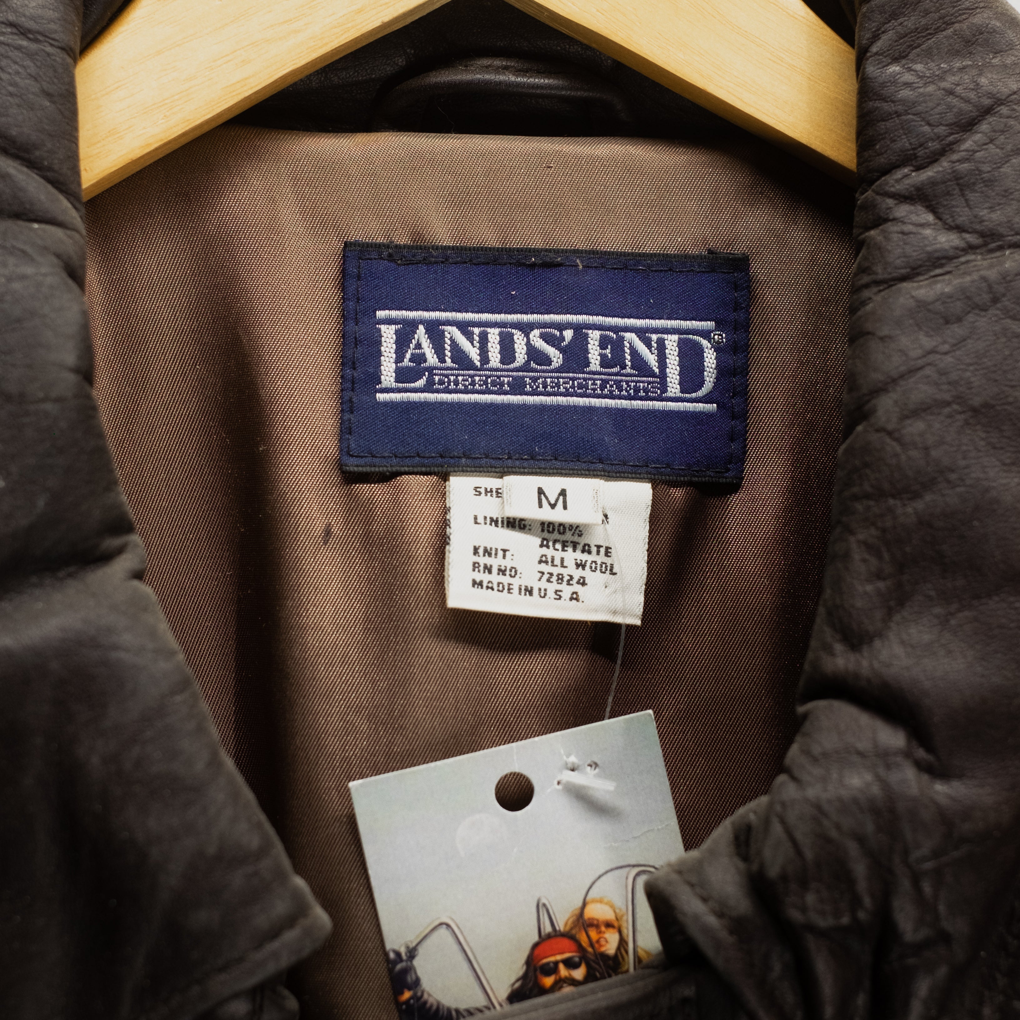 Vintage Lands End Leather Bomber Jacket